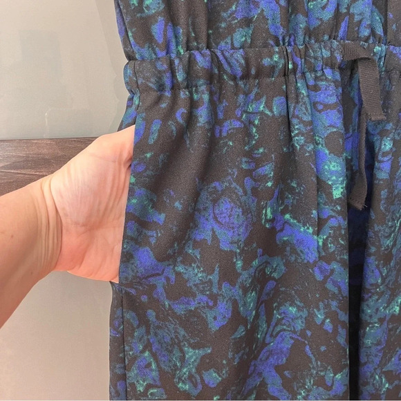 Selected Femme Women’s Blue & Black Dress with VNeck, 1/4 Zip & Pockets Size 36 - Picture 5 of 9